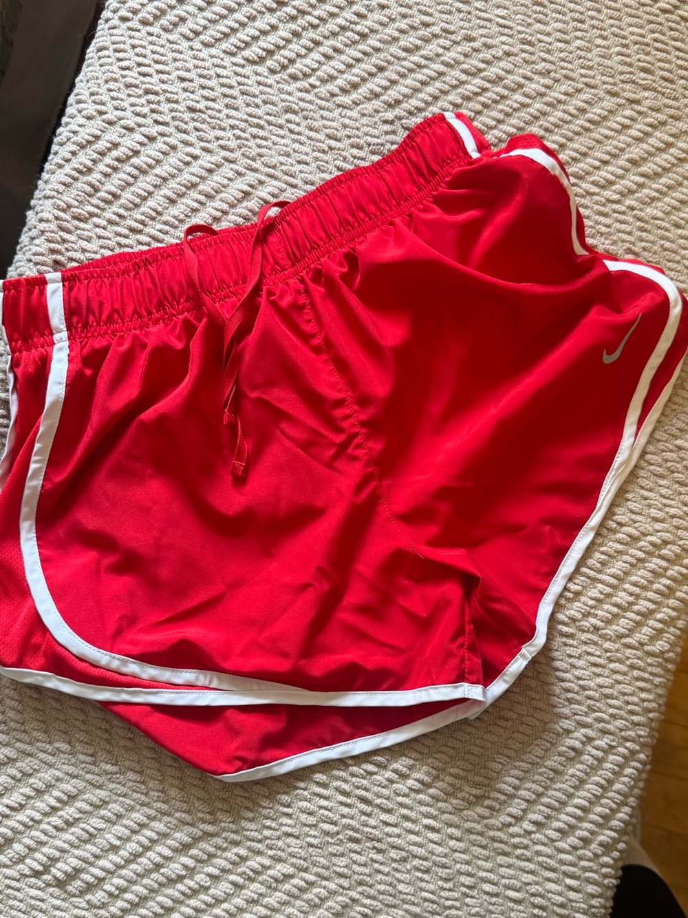 Nike Women’s Red Athletic Track Shorts with White Trim